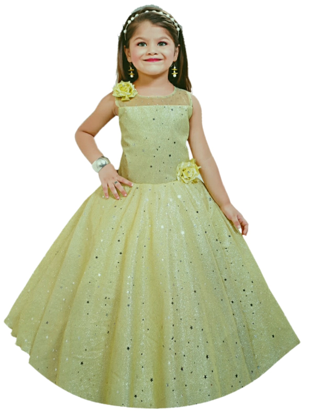 WDE Gold Lace Flower Girls Pageant Dresses Long Puffy India | Ubuy